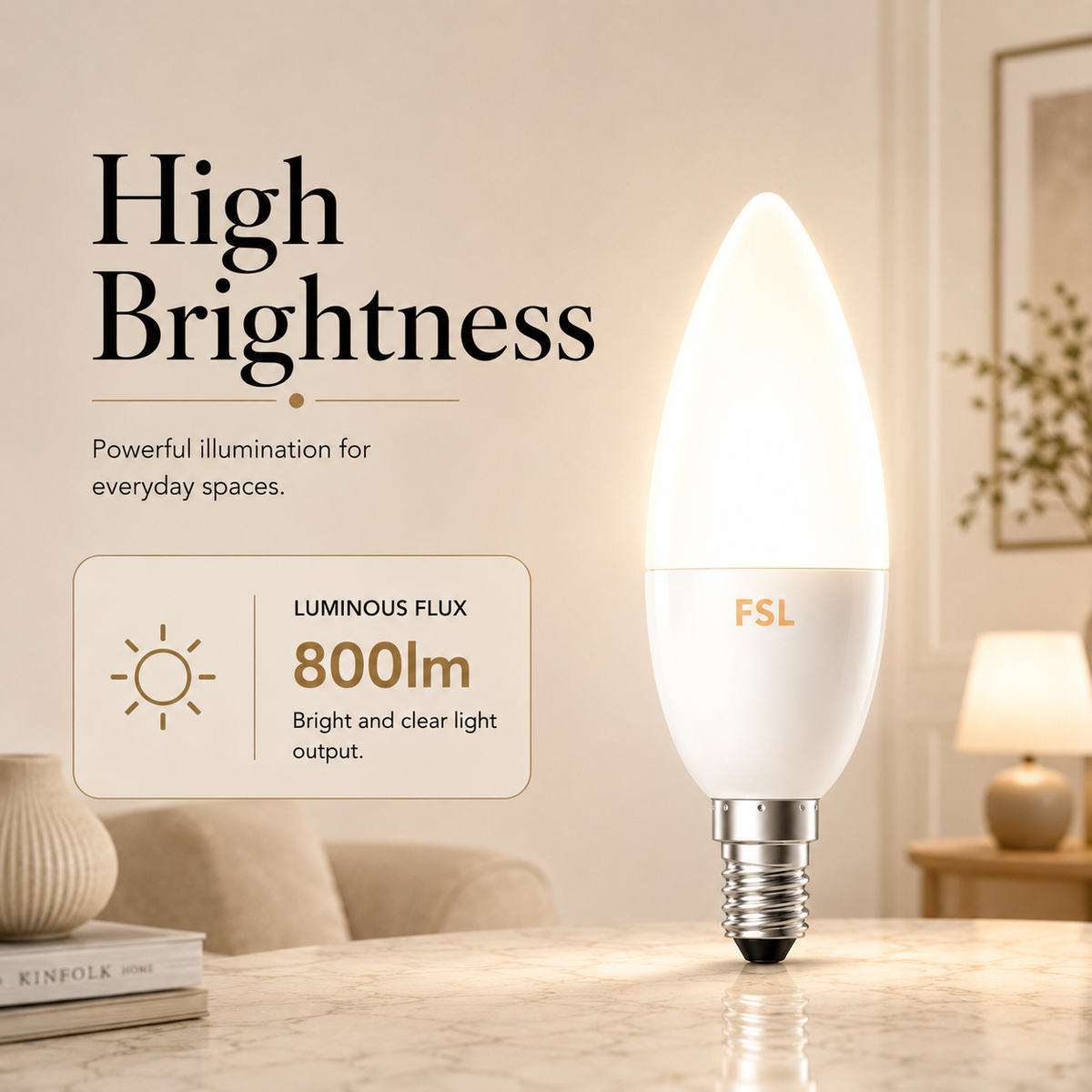 Bec LED tip lumânare E14 C38, mat, 7 W, 3000 K, 800 lm, echiv. 60 W