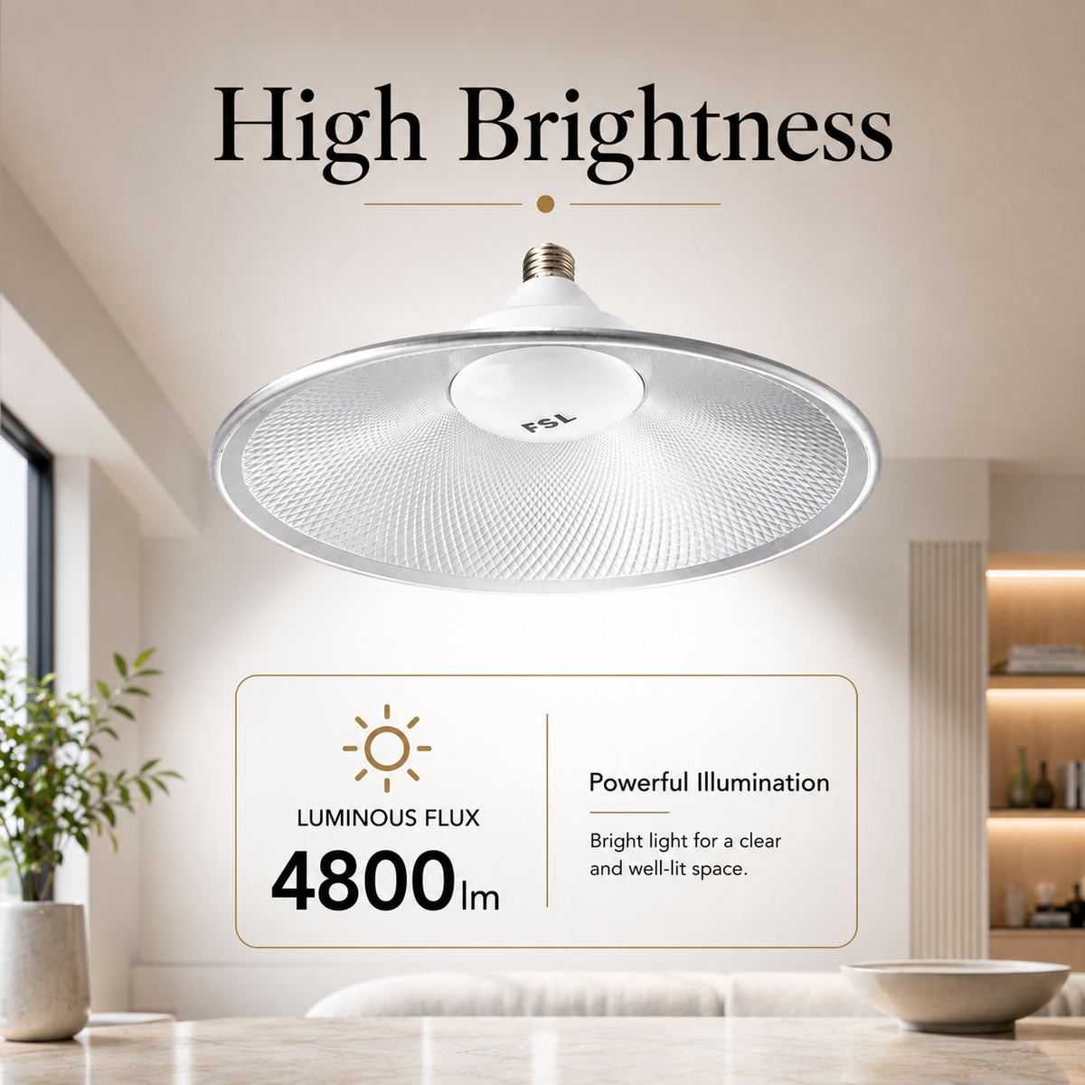 Bec LED E27, 60 W, 6500 K, 4800 lm, lumină rece