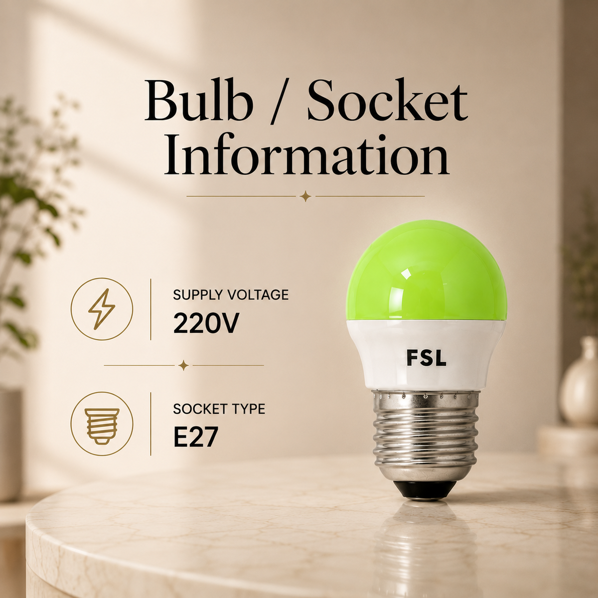 FSL Bec LED G45, E27, 2 W, 180 lm, verde