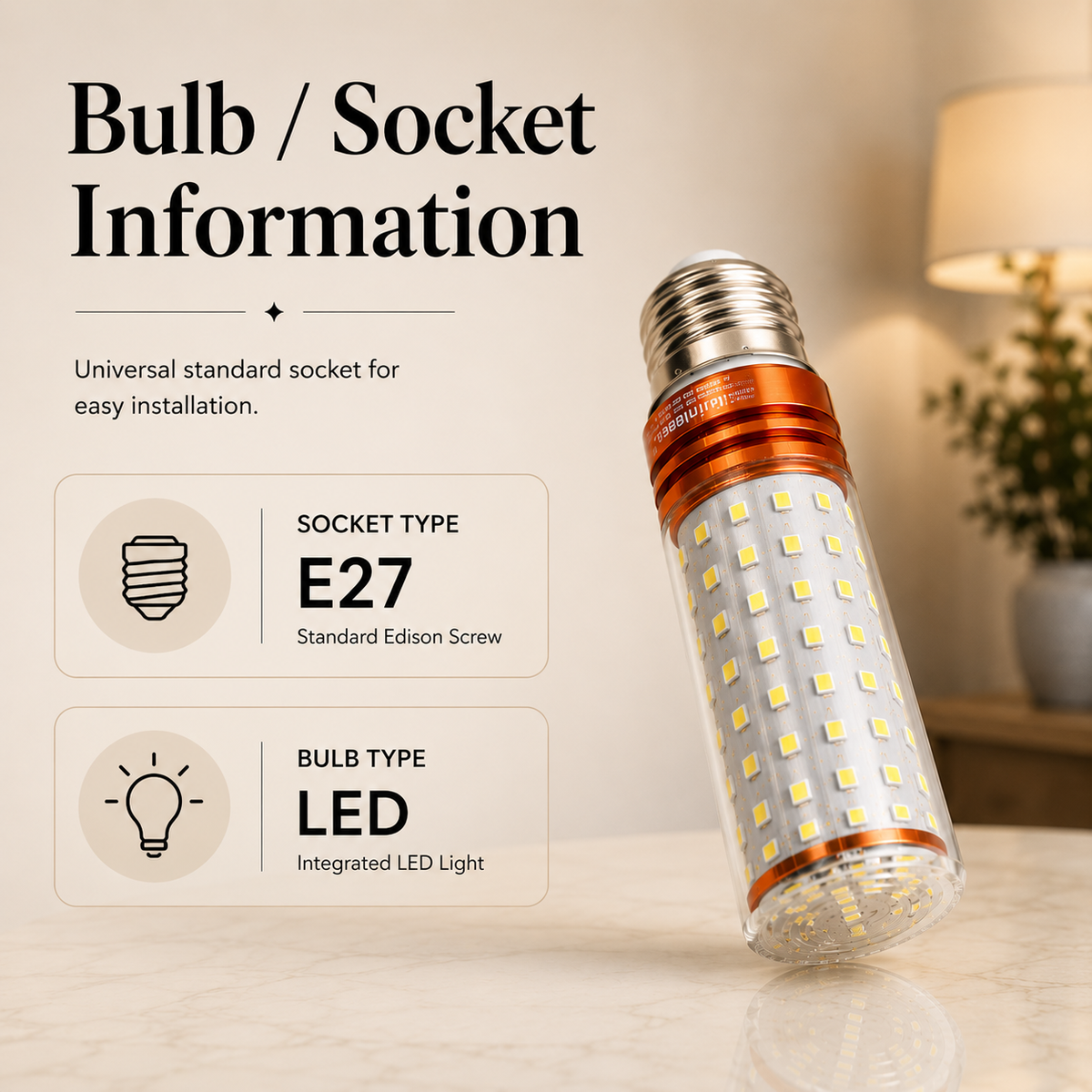 Bec LED E27, 16 W, 4000 lm, 3000 K, echivalent 80 W