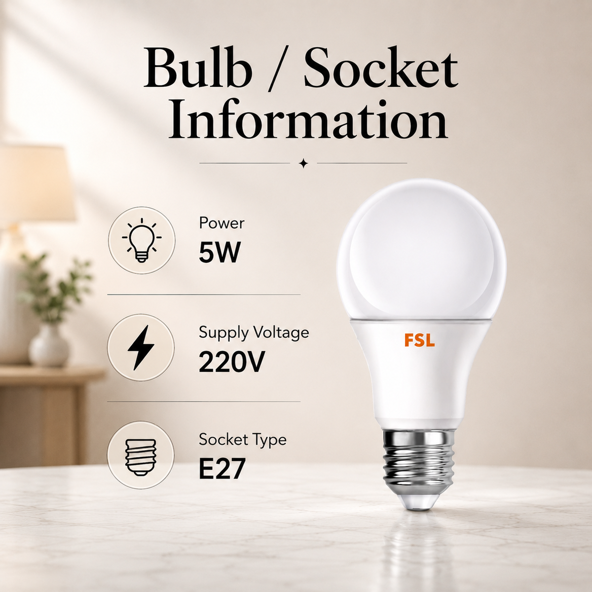 Bec LED E27 A60, 5 W, lumină albă neutră, 4000 K
