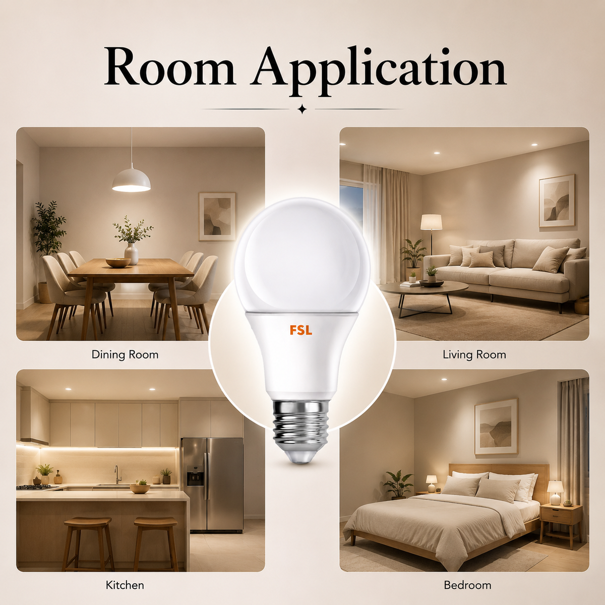 Bec LED E27 A60, 5 W, lumină albă neutră, 4000 K