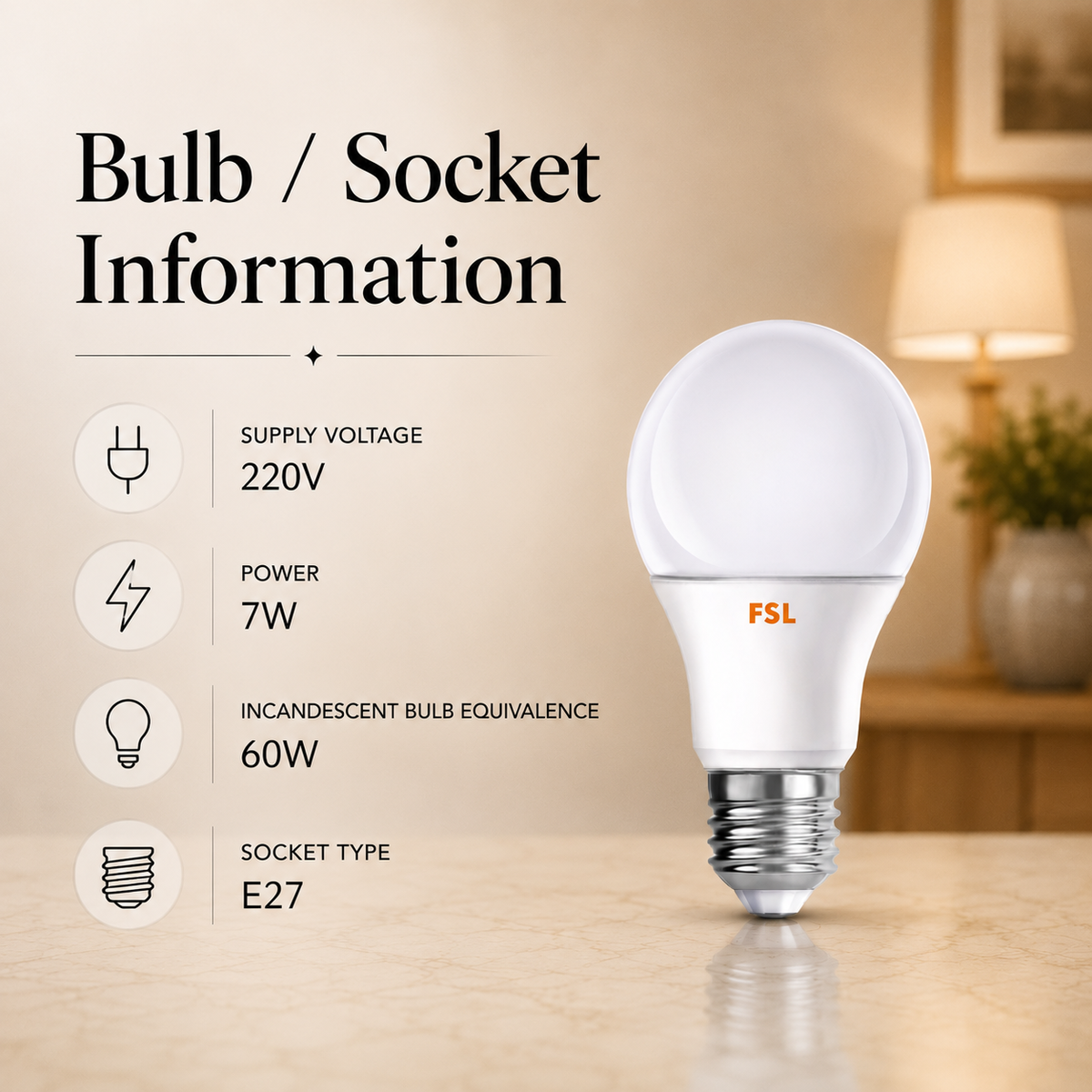 Bec LED E27 A60, 7 W, 3000 K, 530 lm, echivalent 60 W