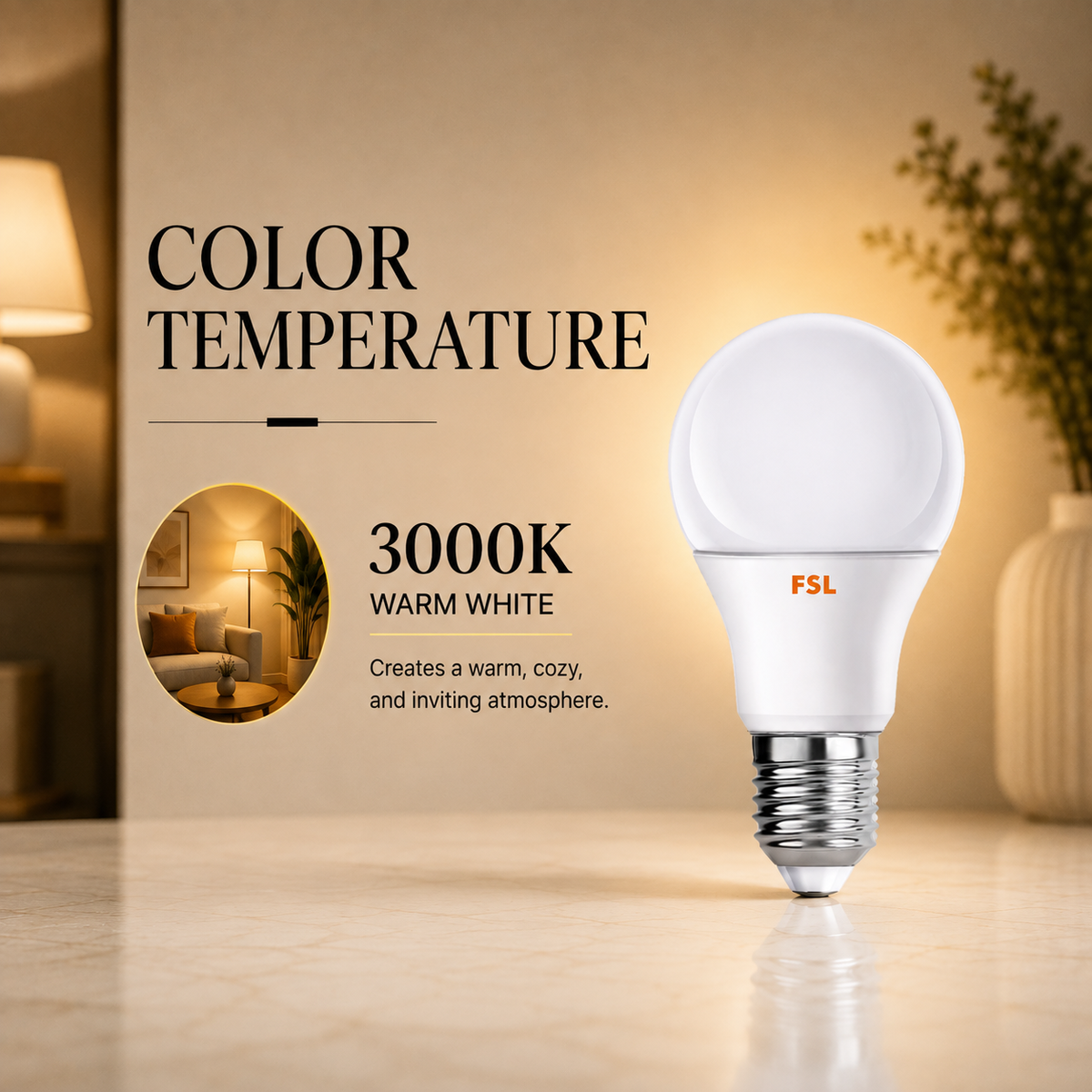 Bec LED A60 E27, 5 W, 3000 K, 400 lm, echivalent 45 W