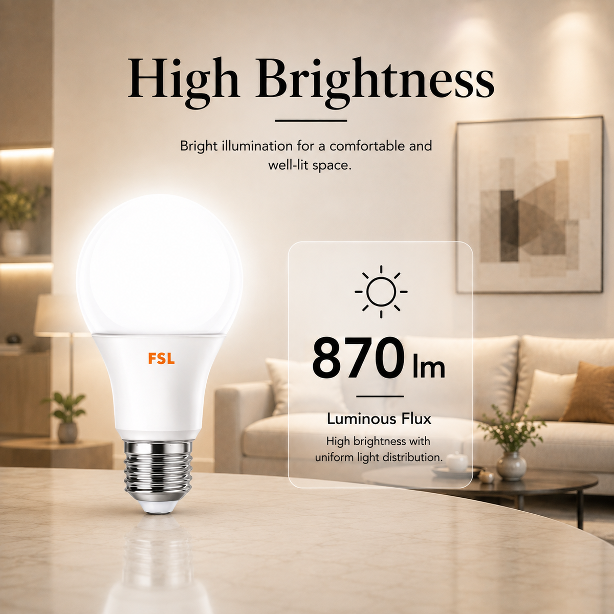 Bec LED E27 A60, 9 W, lumină albă neutră, 4000 K