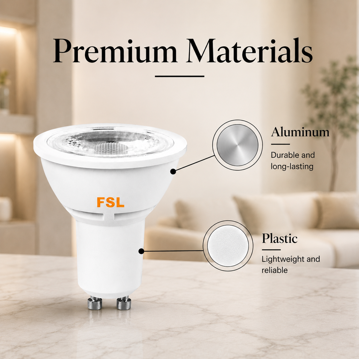 Bec LED GU10, 5 W, 3000 K, 420 lm, lumină albă caldă