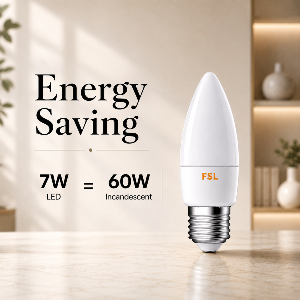 Bec LED tip lumânare C38 E27, 7 W, lumină rece 6500 K, mat