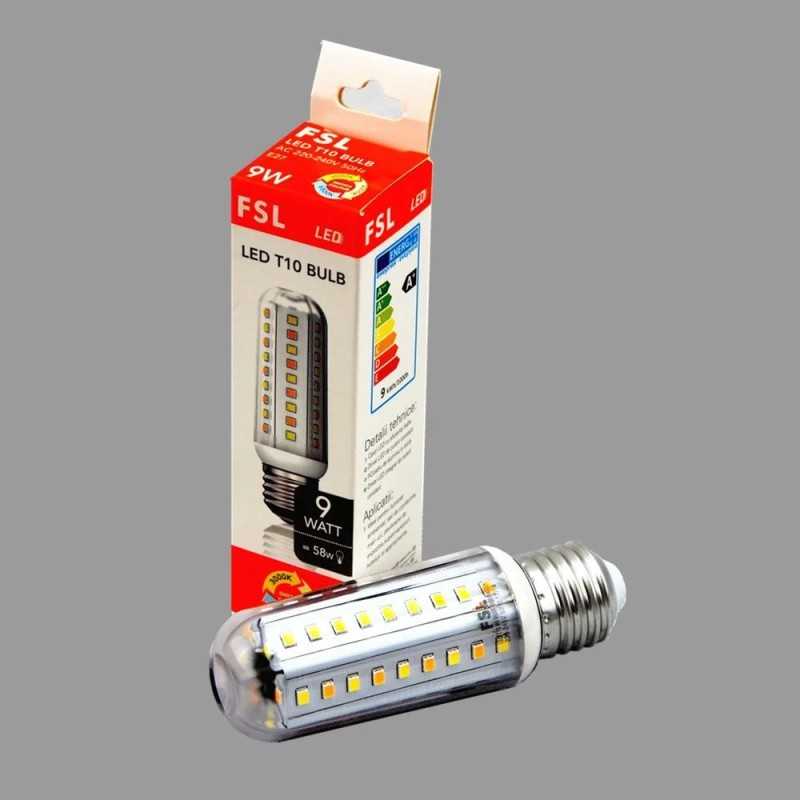 Bec LED T10 E27, 9 W, 850 lm, 3 temperaturi de culoare, 3000–6500 K