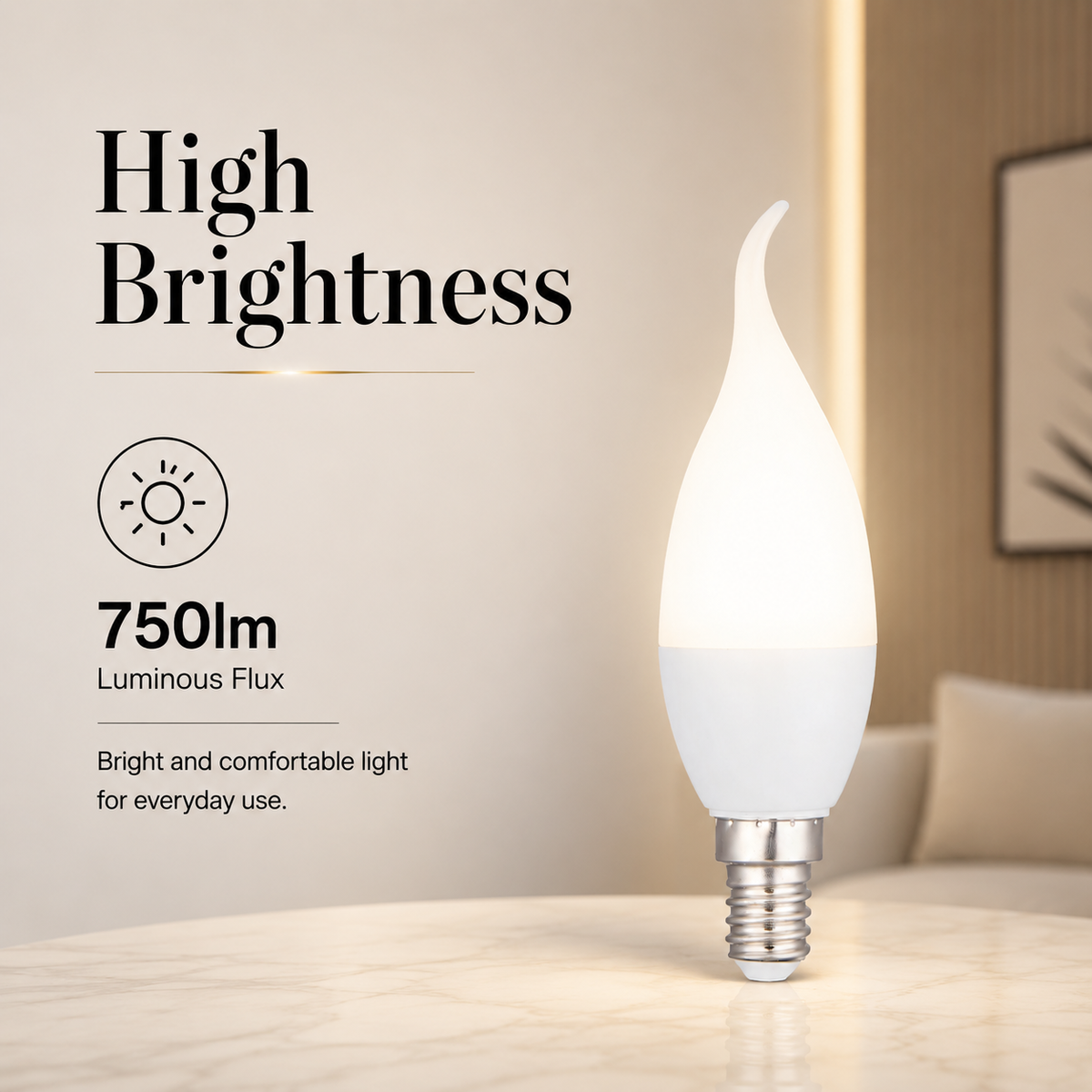 Bec LED E14, 3 W, 750 lm, lumină caldă, echivalent 15 W