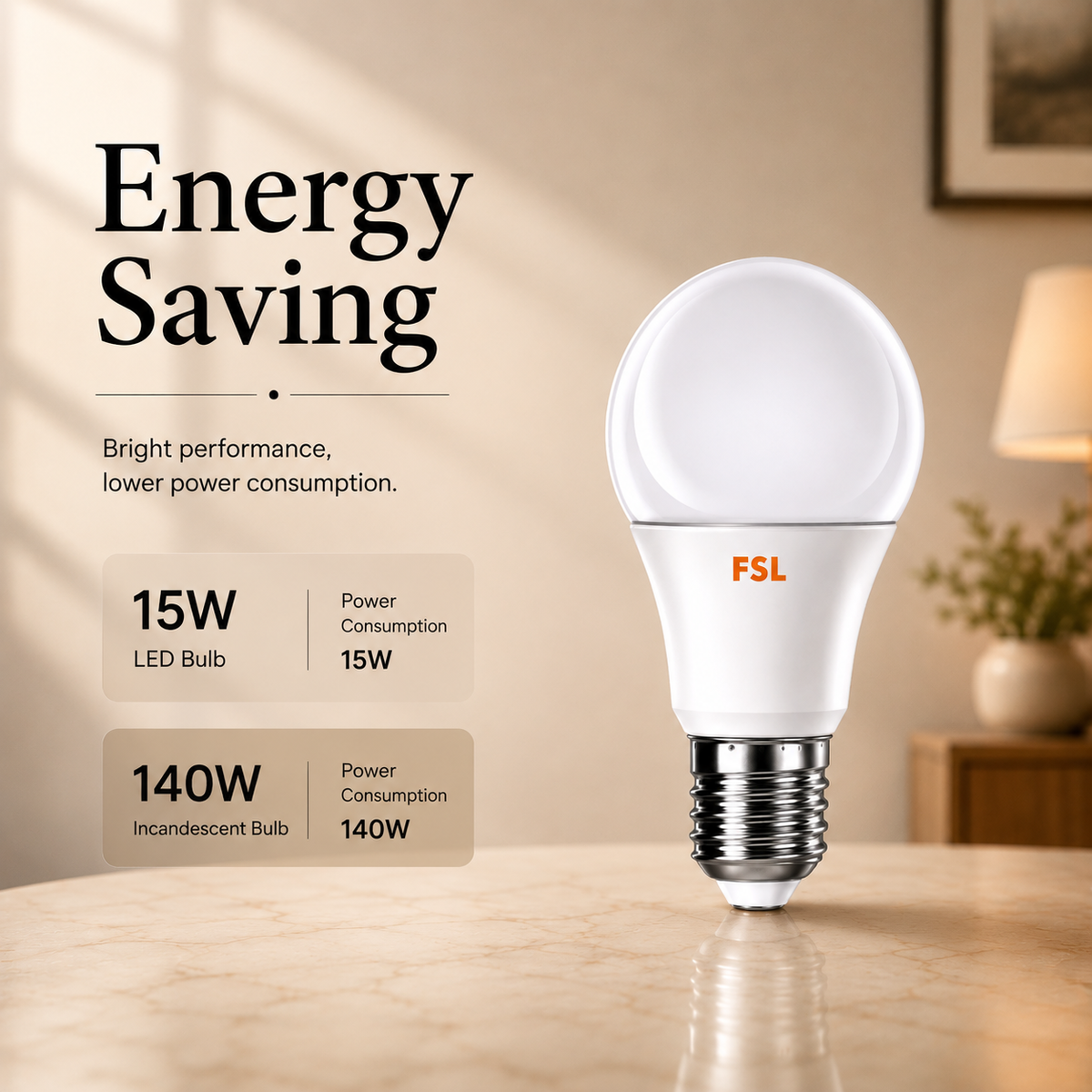 Bec LED A60 E27, 15 W, 4000 K, 1250 lm, lumină neutră