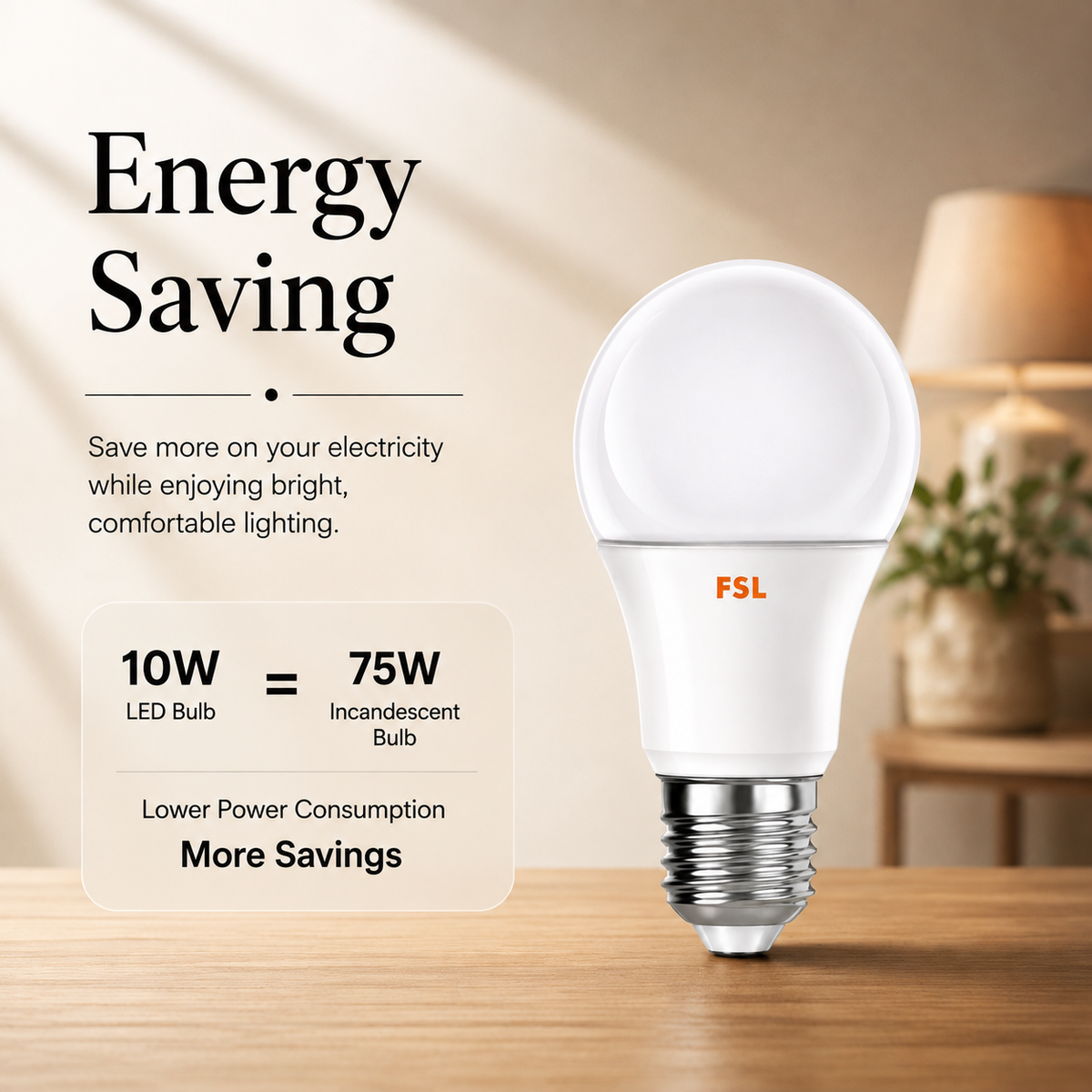 Bec LED E27 A60, 10 W, lumină albă caldă, 3000 K