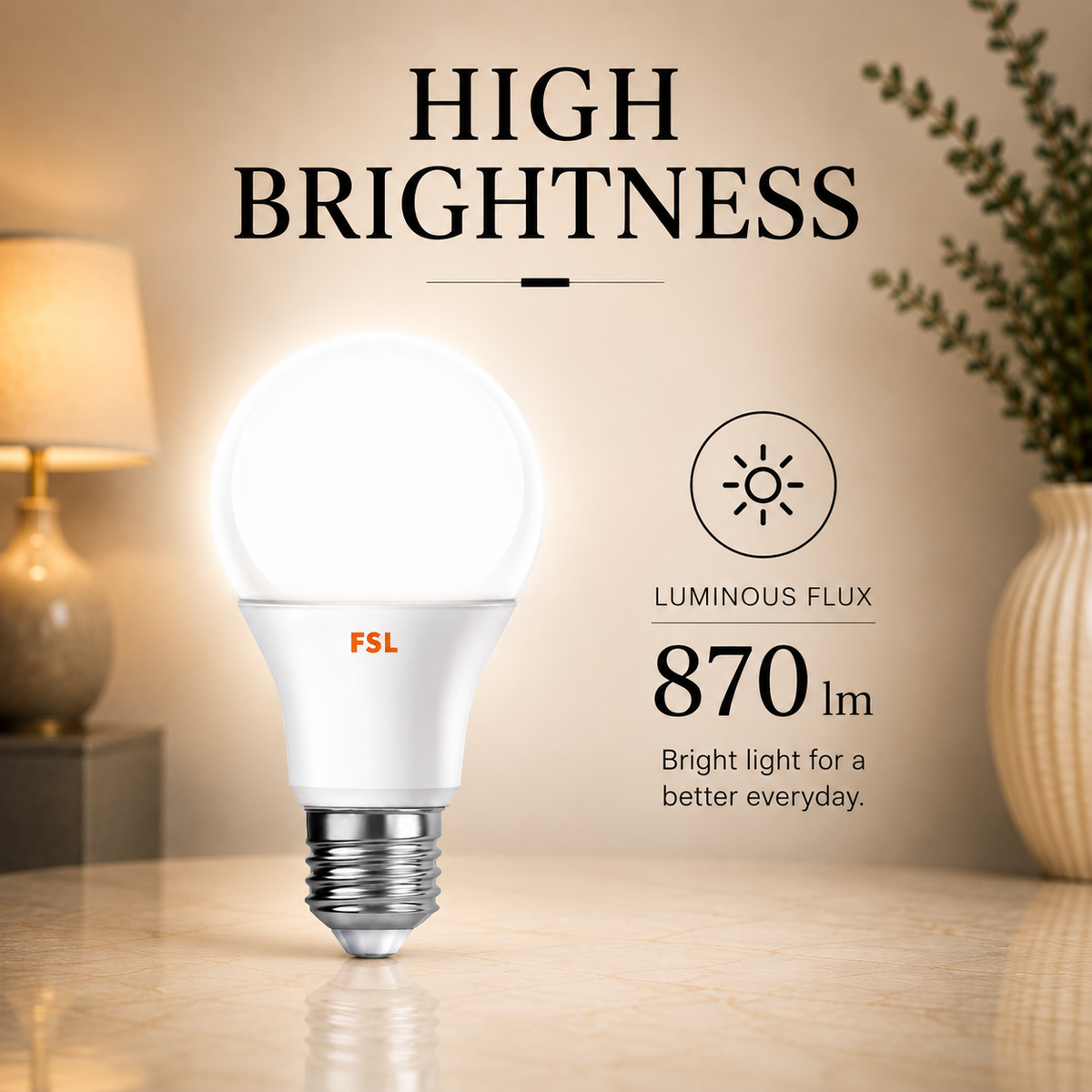 Bec LED A60 E27, 9 W, 6500 K, 870 lm, lumină rece