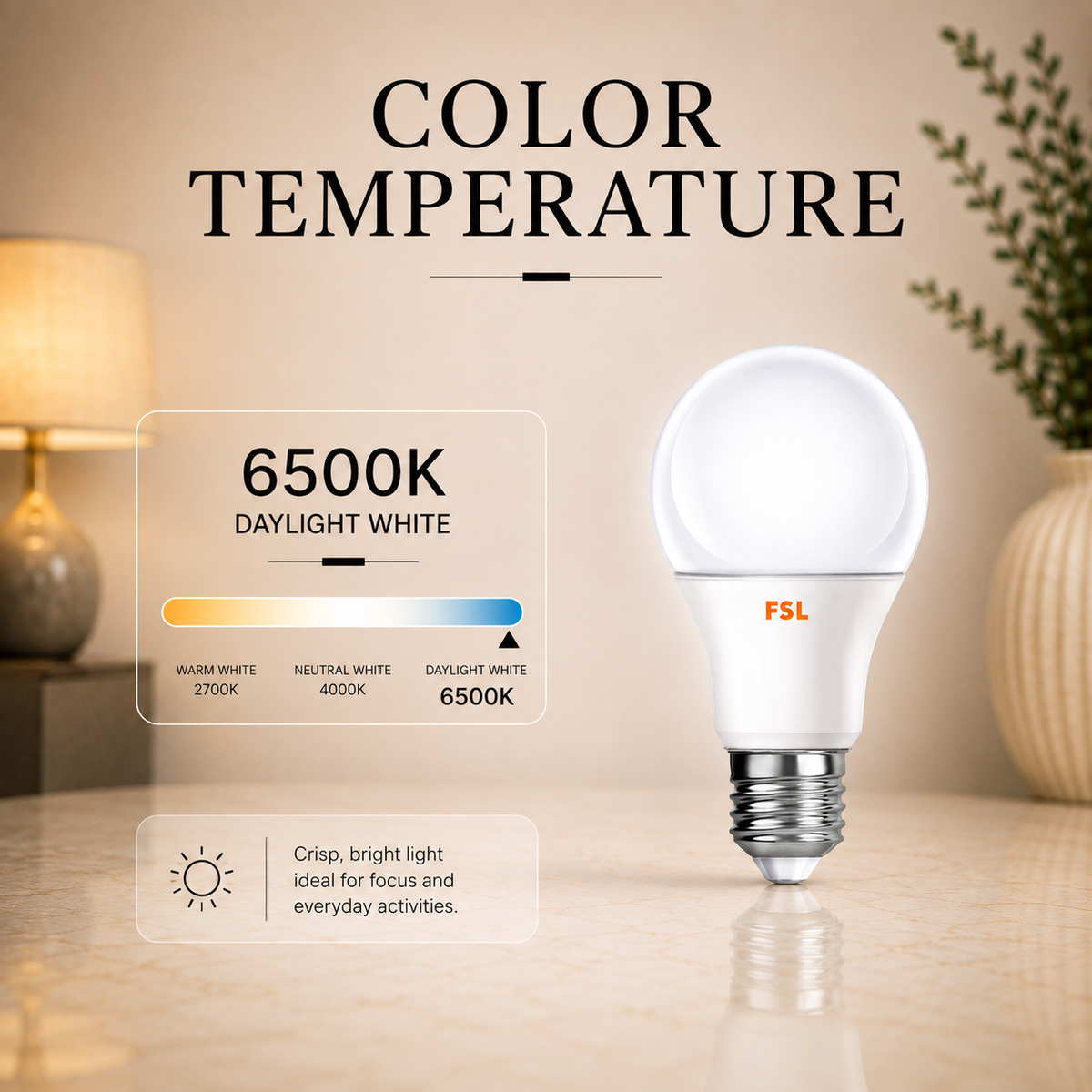 Bec LED A60 E27, 9 W, 6500 K, 870 lm, lumină rece