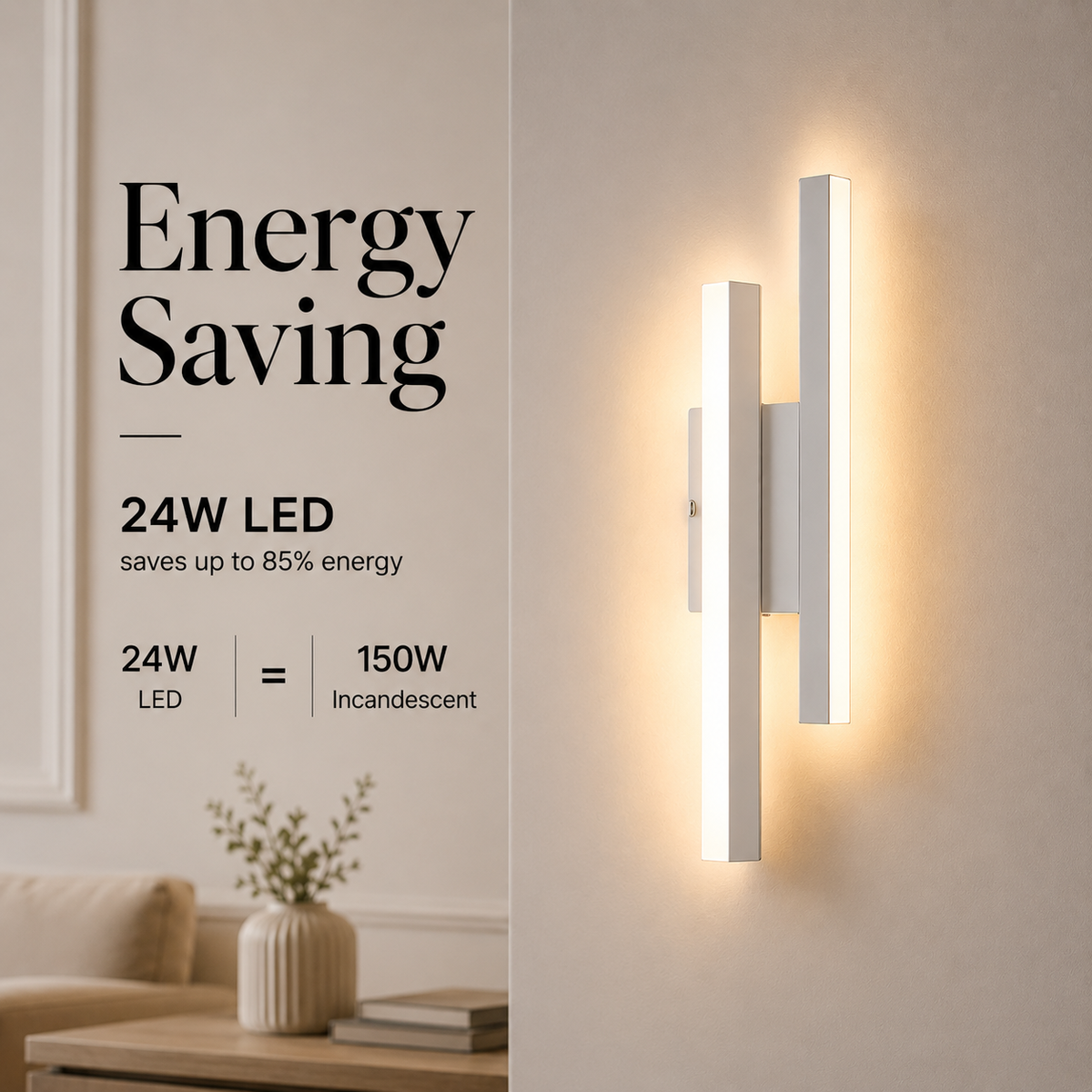 Aplica LED de perete albă, 41 cm, 24 W, 3 temperaturi de culoare