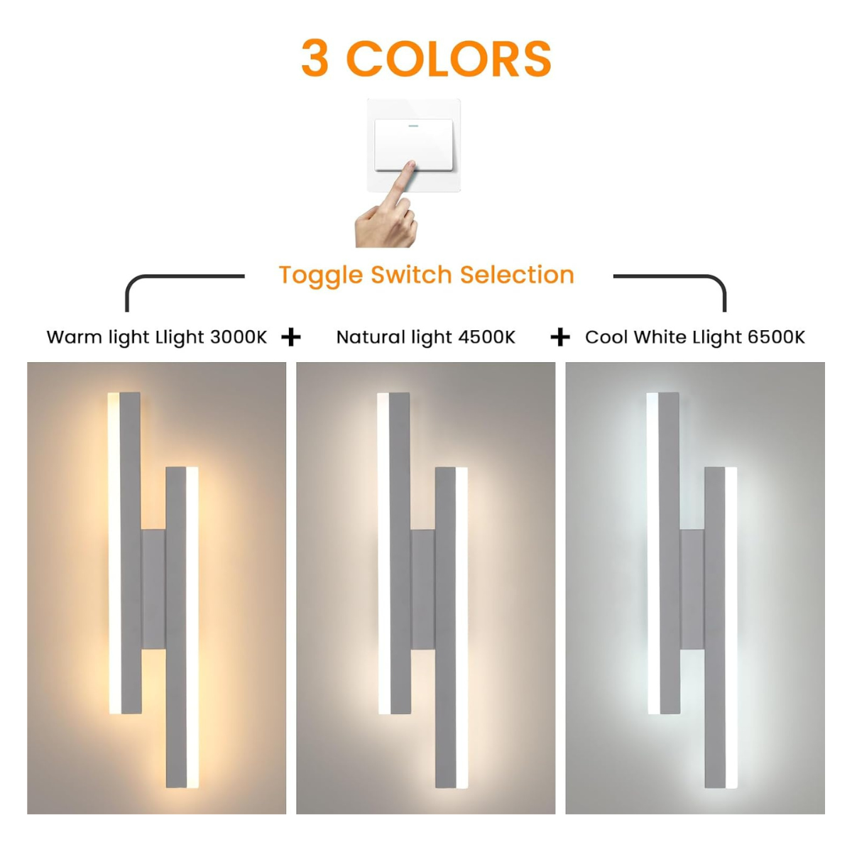 Aplica LED de perete albă, 41 cm, 24 W, 3 temperaturi de culoare