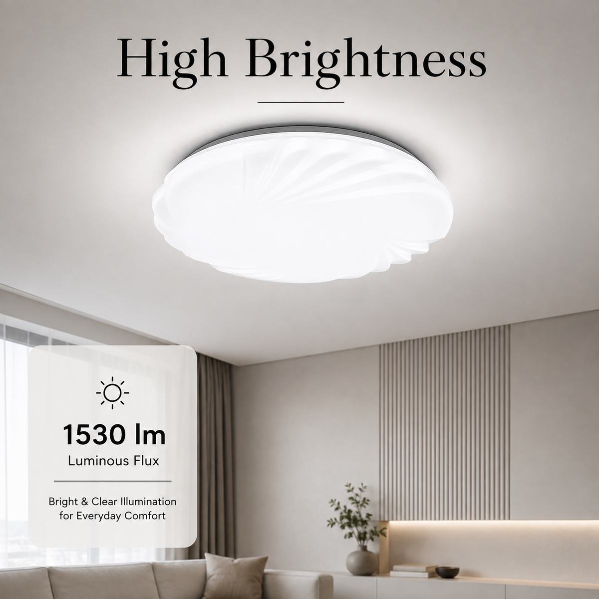Plafonieră LED rotundă, 32 cm, 18 W, 1530 lm, lumină rece