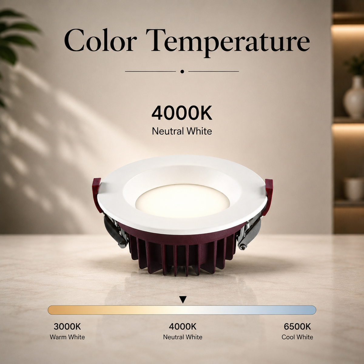Spot LED încastrat alb, 12 W, 1080 lm, IP65, 3 temperaturi de culoare