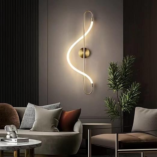 Aplică LED de perete aurie, 16 W, 800 lm, 3 culori, înălțime 56 cm