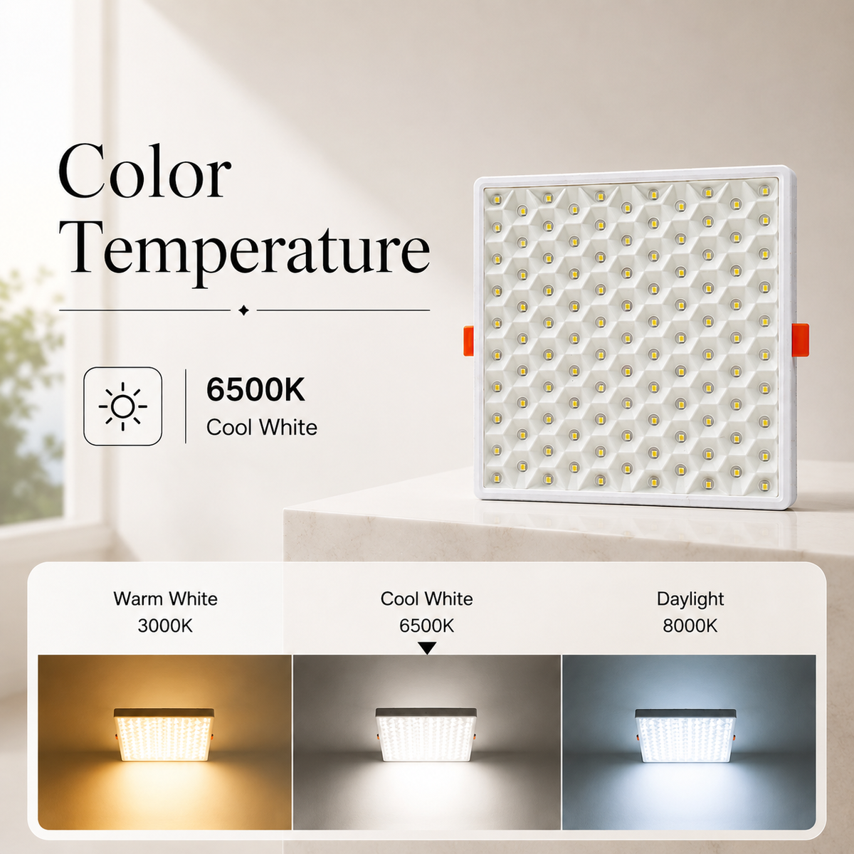 Spot LED încastrat FSP6067S, alb, 32 W, 3200 lm, 3 culori, IP20