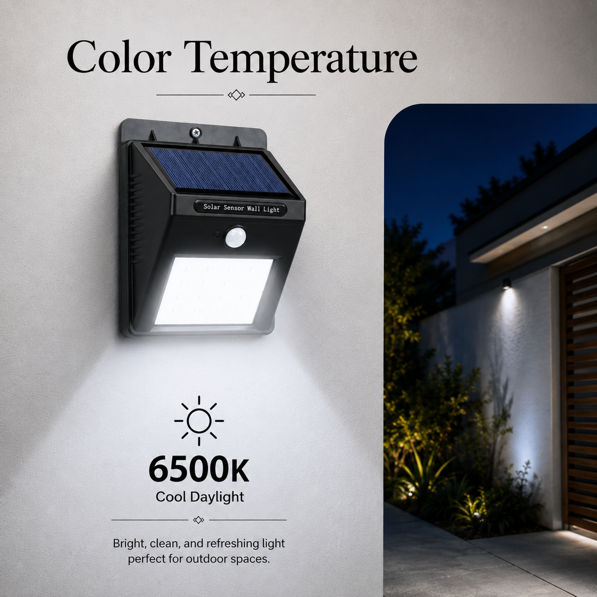 Lampă solară LED de grădină cu senzor de mișcare, IP65, 3 culori de lumină