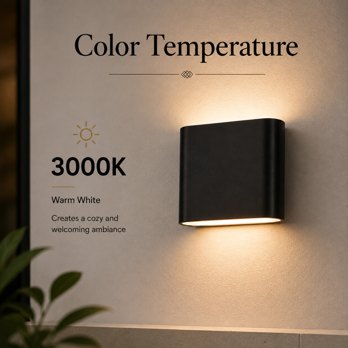Aplică LED de exterior, neagră, 6 W, 3000 K, IP65