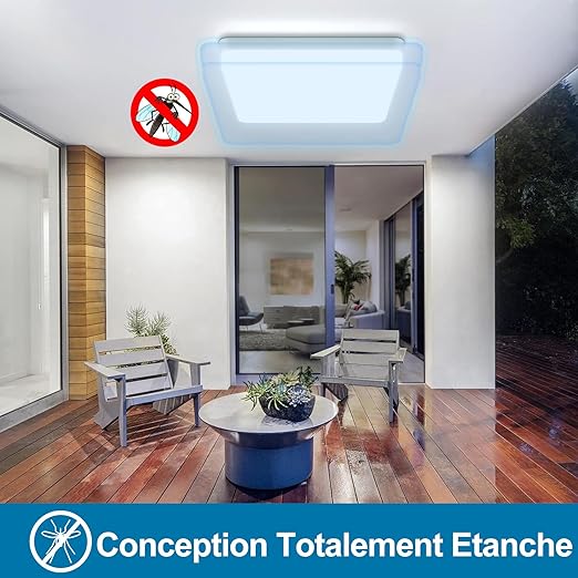 Aplică LED de perete pătrată, albă, 24 W, 2240 lm, 3 culori, IP20