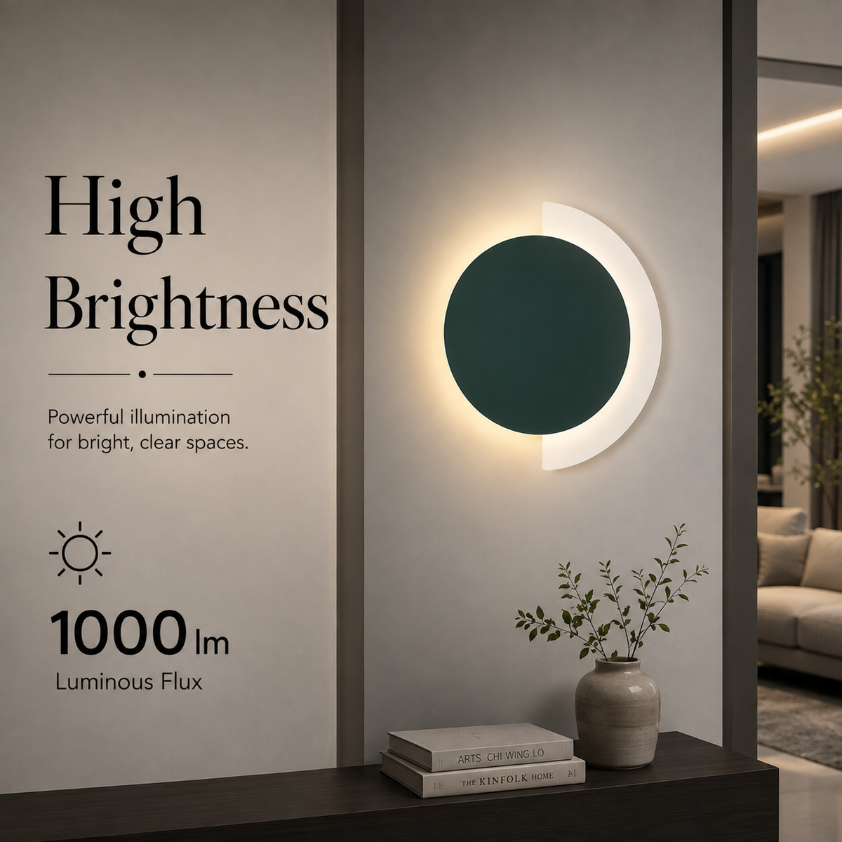 Aplica LED de perete verde, Ø24 cm, 20 W, 3 temperaturi de culoare