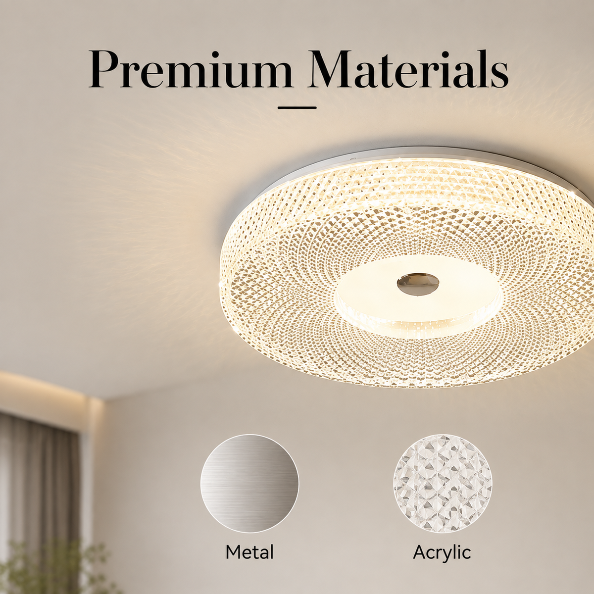 Plafonieră LED din cristal 72 W, Ø35 cm, telecomandă, 3 culori, alb