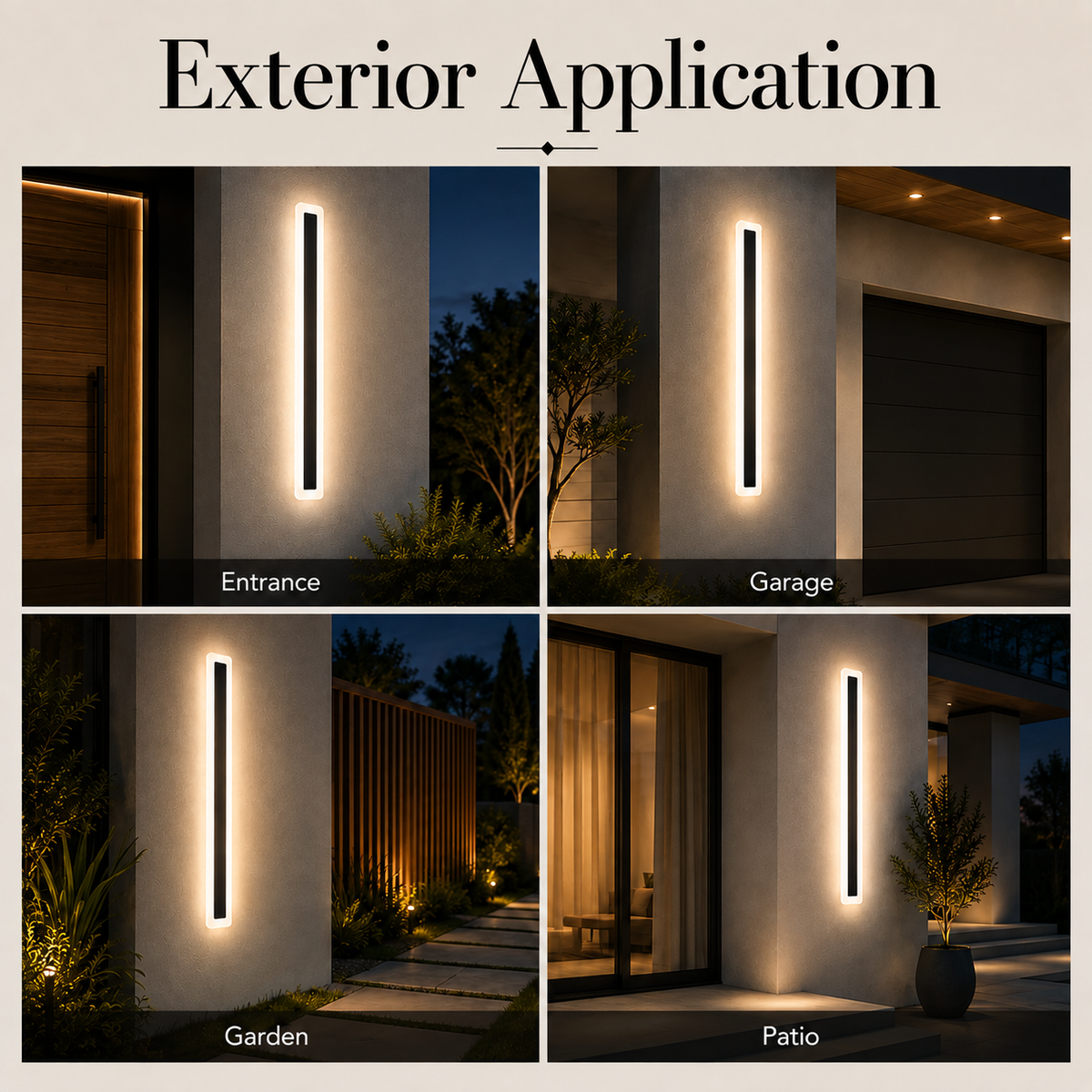 Aplică LED de exterior neagră, 30 cm, IP65, cu 3 culori de lumină
