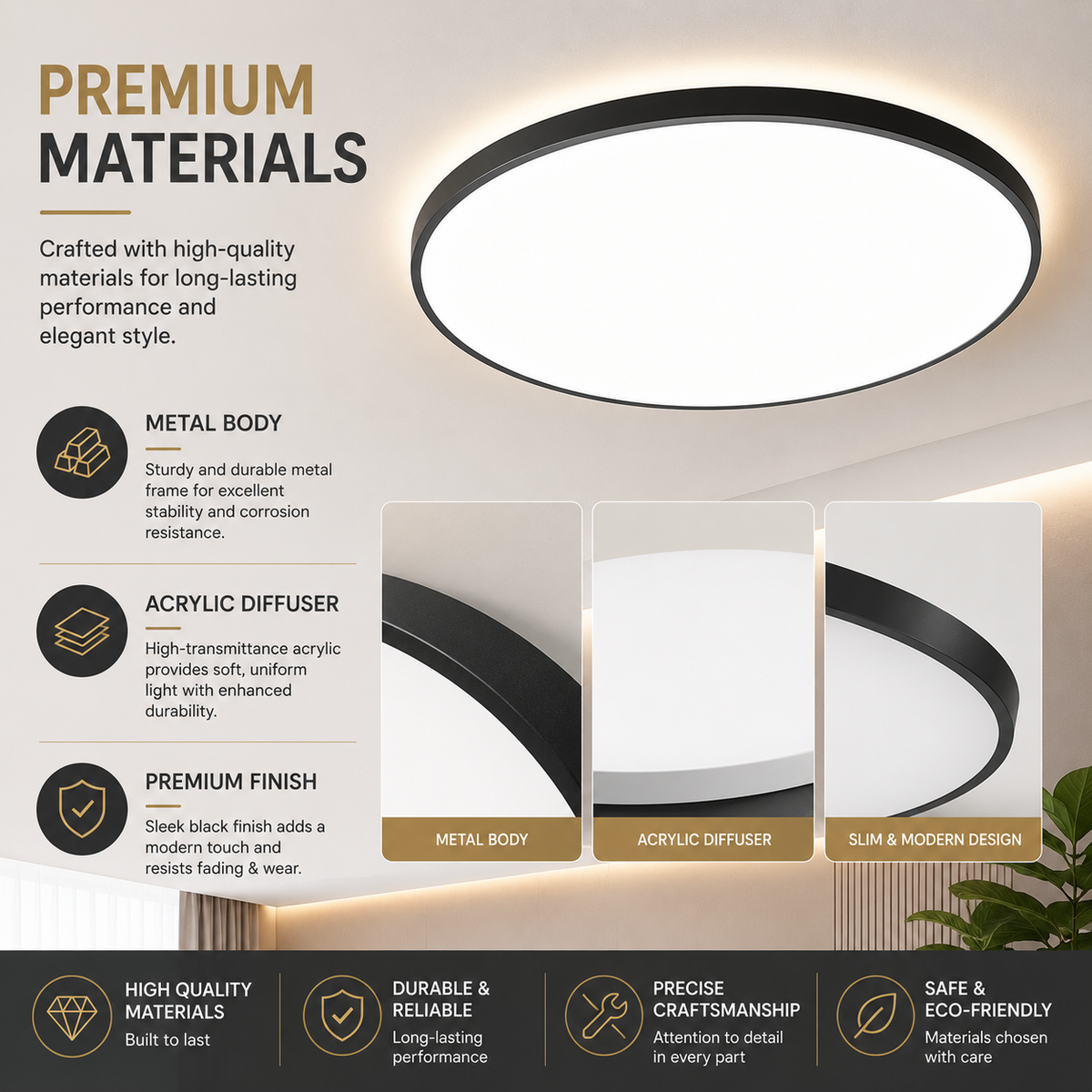 Plafonieră LED Ultra Slim, 40 cm, 40W, 4000 lm, 6500K, IP44