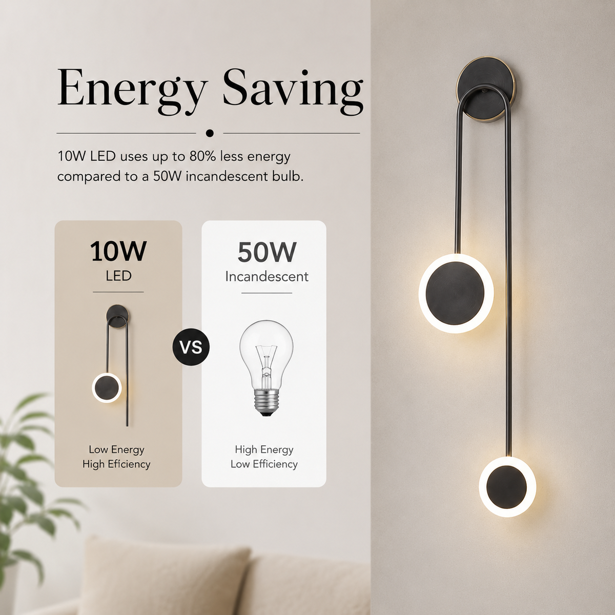 Aplică LED de perete neagră, 10 W, 900 lm, 3 culori, IP20