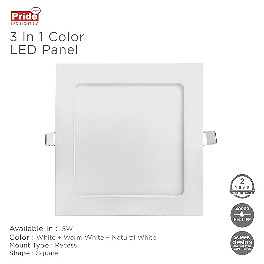 Spot LED încastrat pătrat, alb, 3 W, 6500 K, 8,5 cm