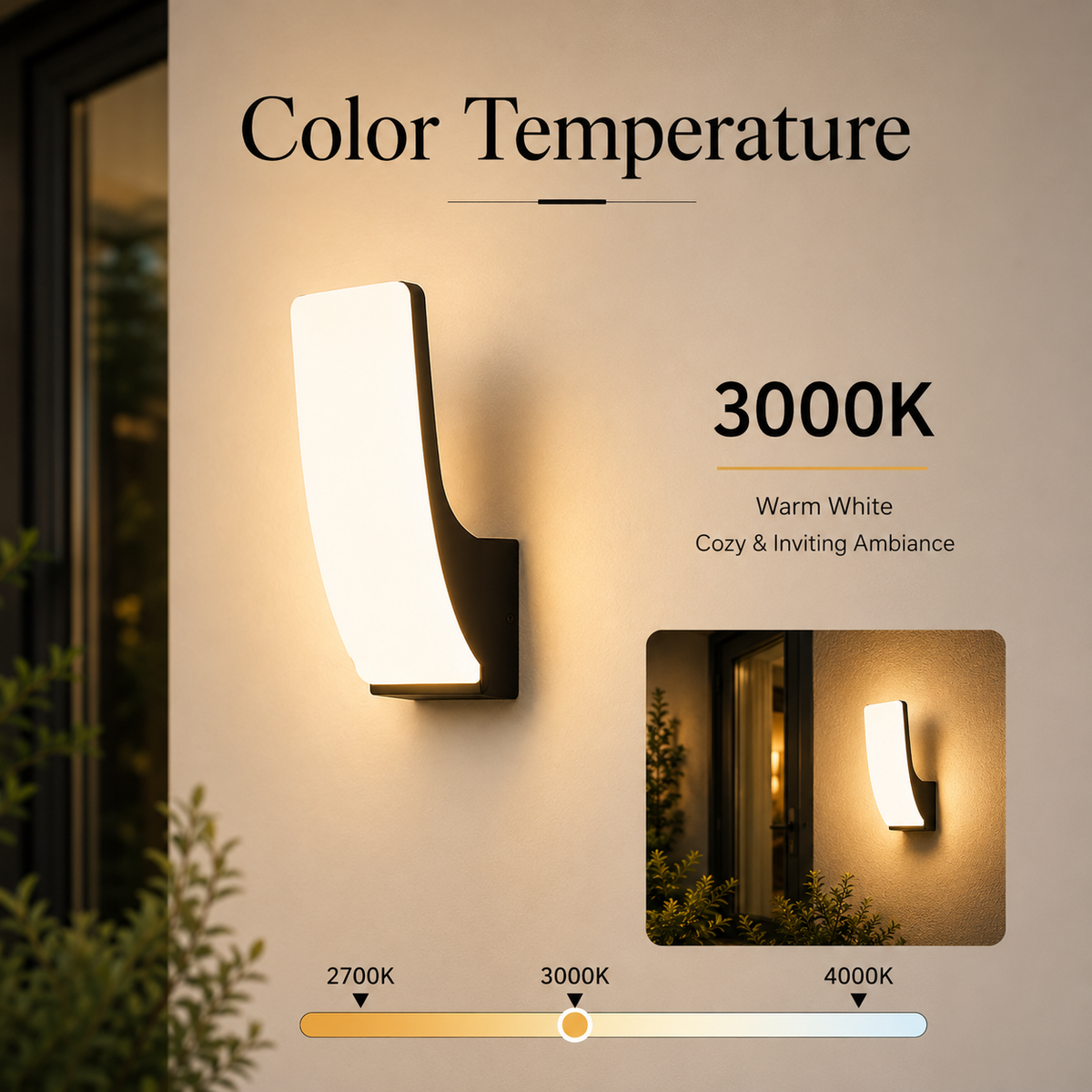 Aplică LED de perete gri, 20 W, 2000 lm, 3 temperaturi de culoare, IP20, 65 cm