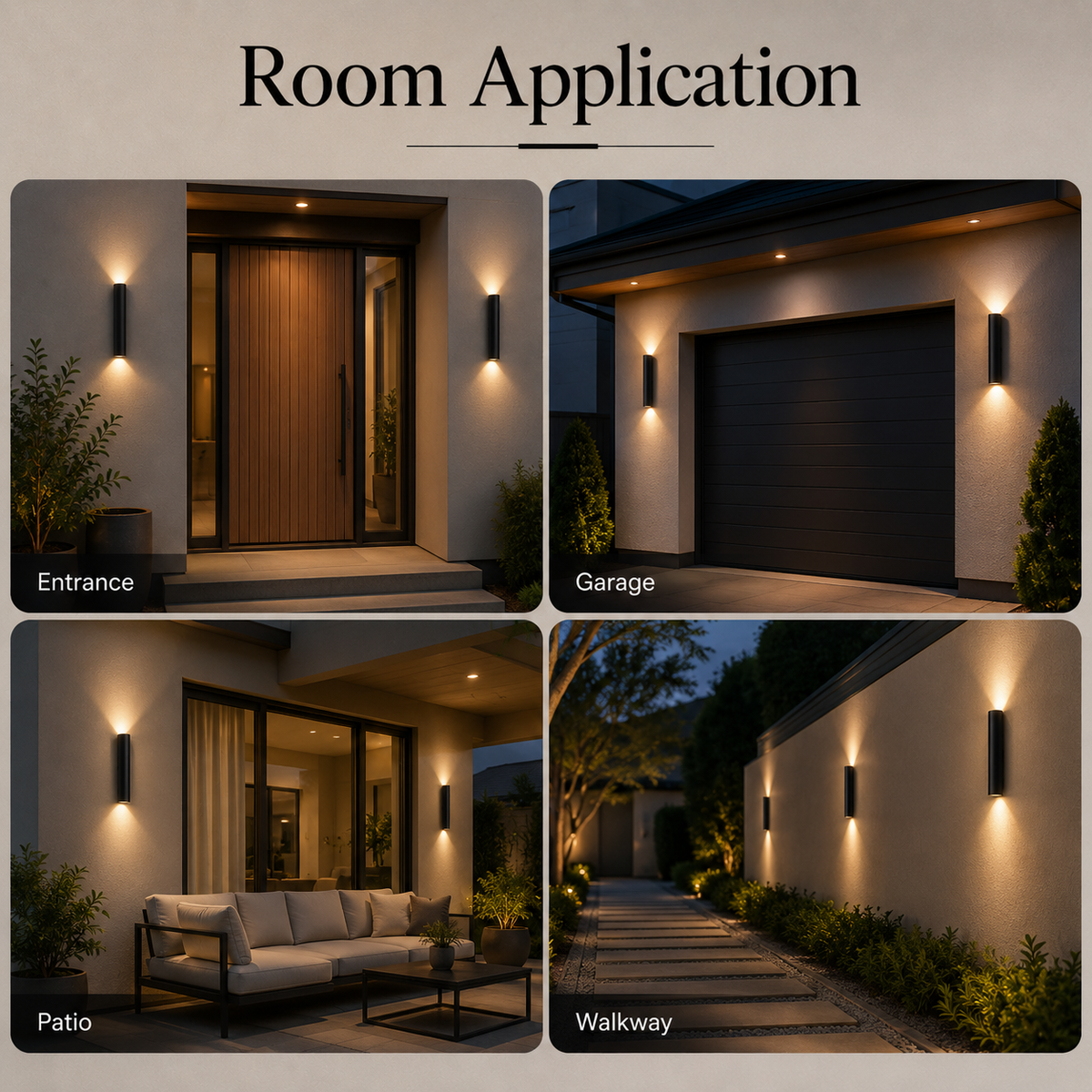 Aplica LED cilindrică de perete, neagră, 6 W, 50 cm, 3 culori, IP20