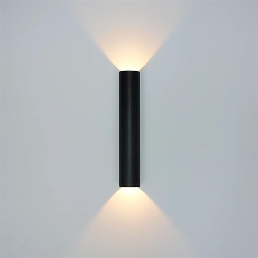 Aplica LED cilindrică de perete, neagră, 6 W, 50 cm, 3 culori, IP20
