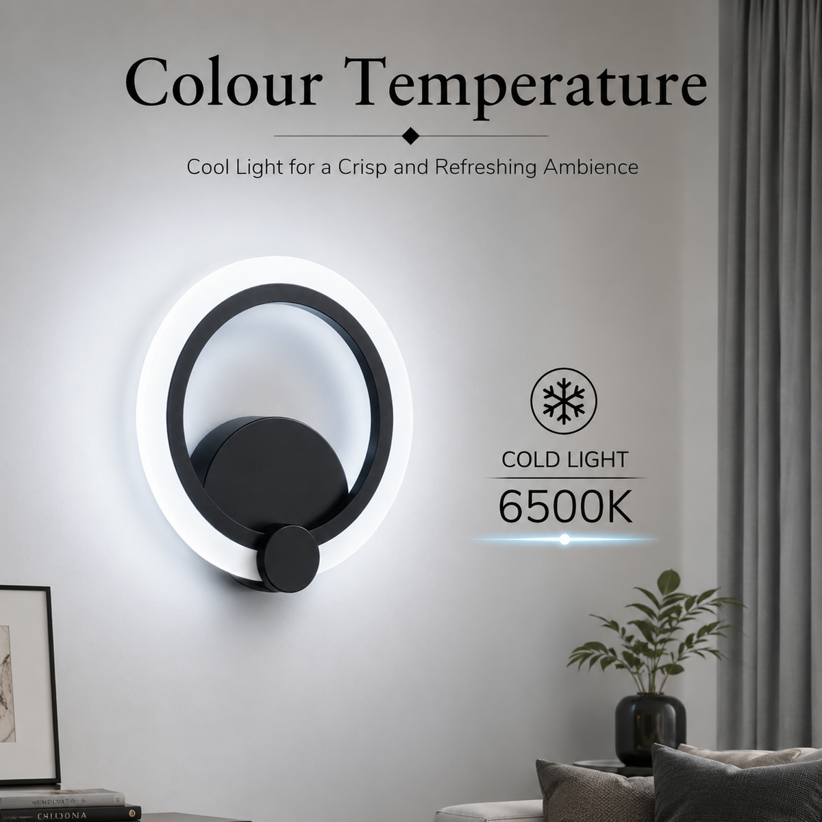 Aplică LED de perete neagră, 15W, 750 lm, 3 culori, 20x20 cm