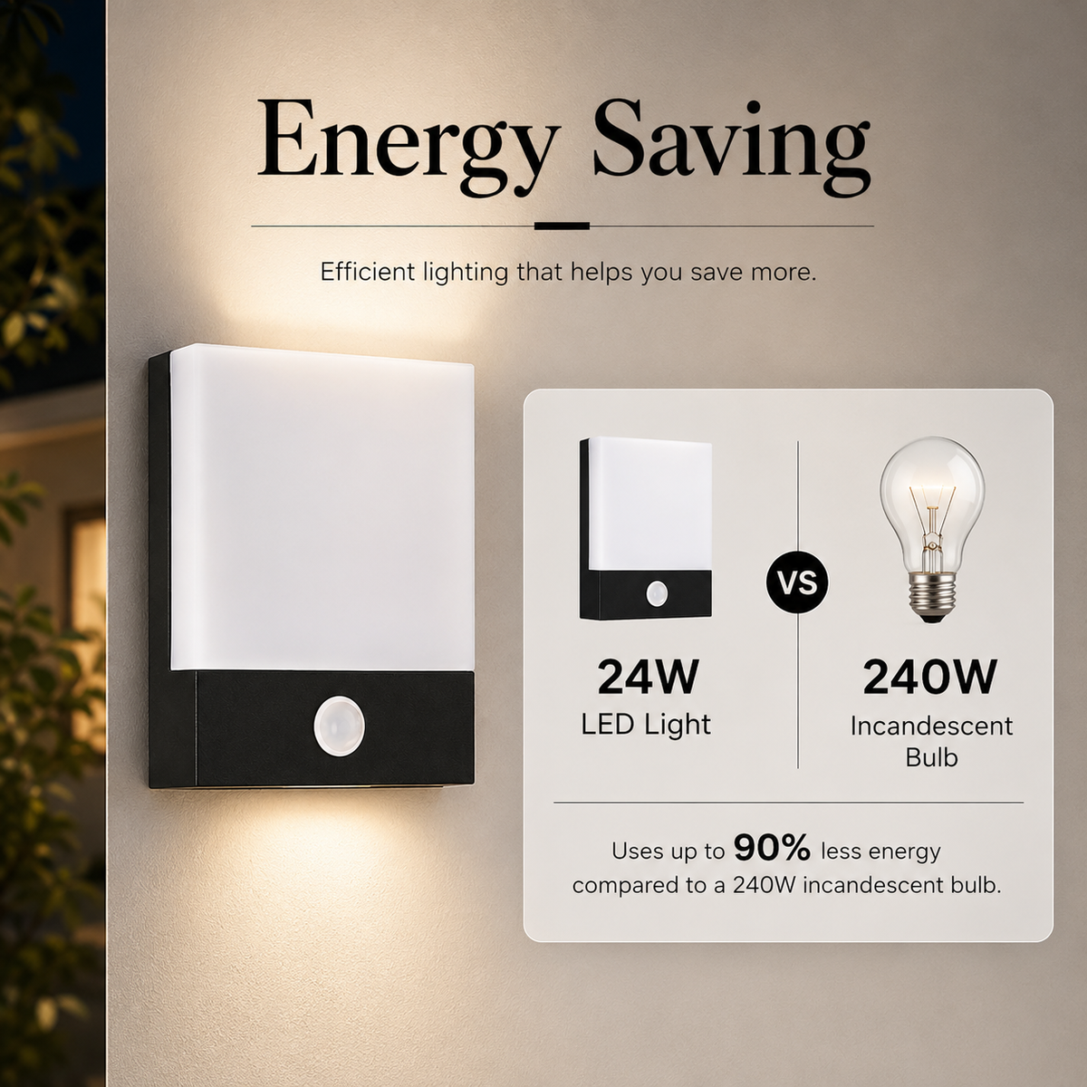 Aplică LED de exterior 24 W cu senzor de mișcare, 3 culori, alb