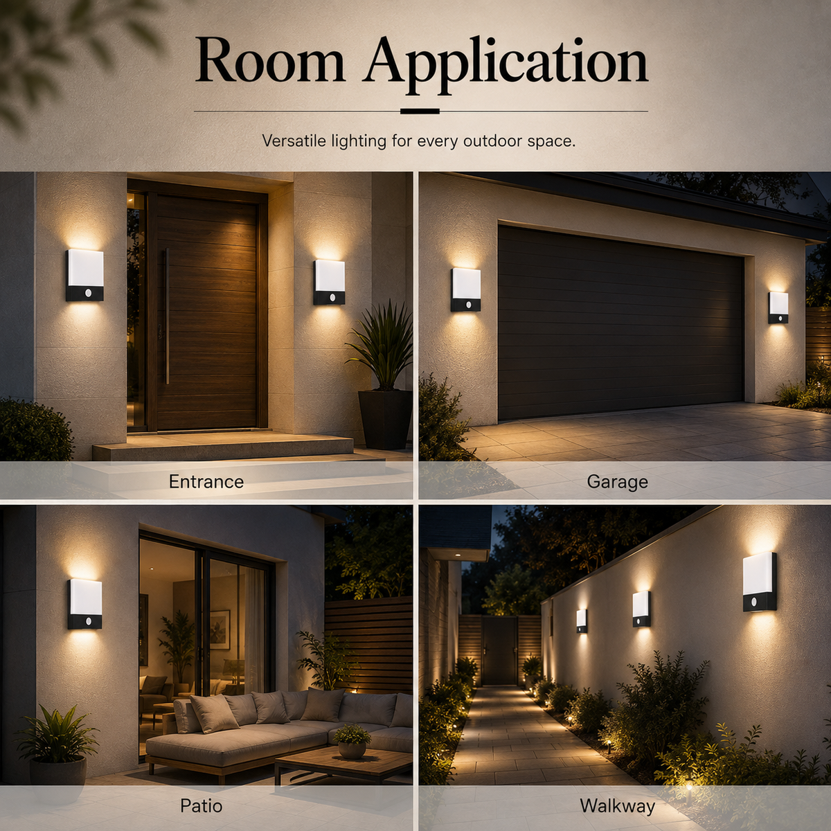 Aplică LED de exterior 24 W cu senzor de mișcare, 3 culori, alb