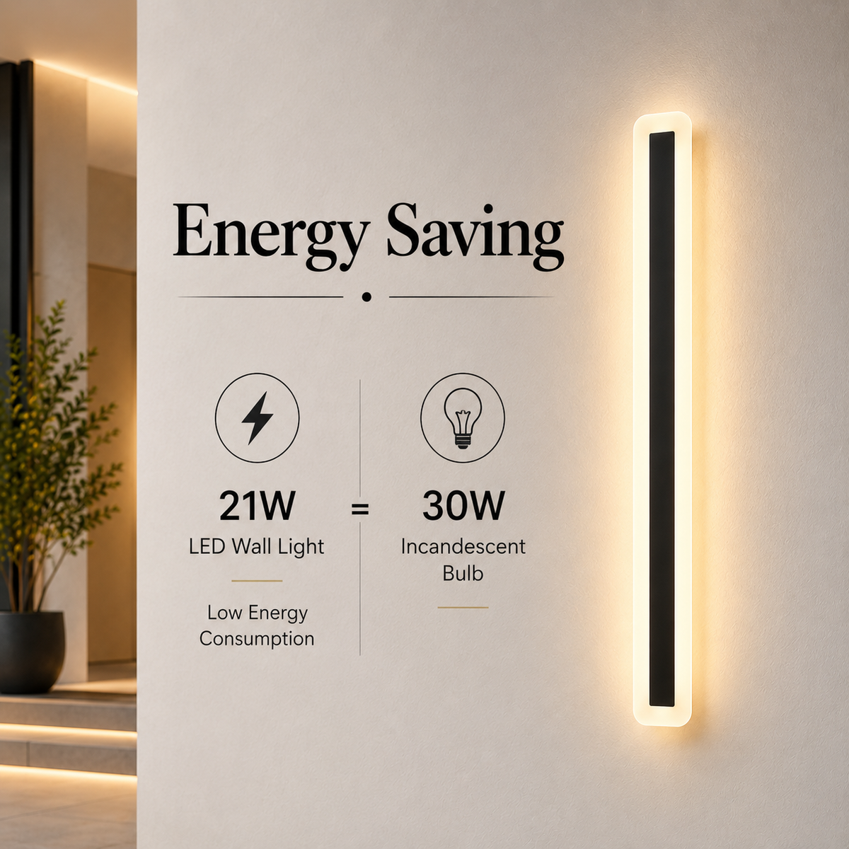 Aplică LED de exterior 90 cm, IP65, 3 temperaturi de culoare, neagră