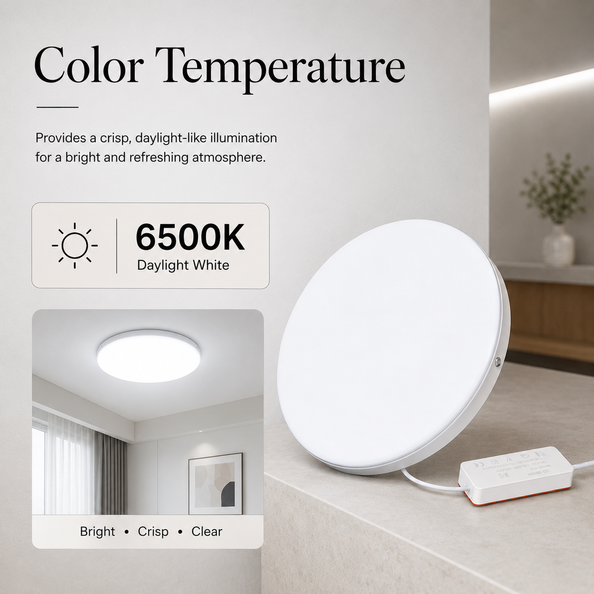 Aplică LED rotundă de perete, 36 W, 2240 lm, 3 culori, alb