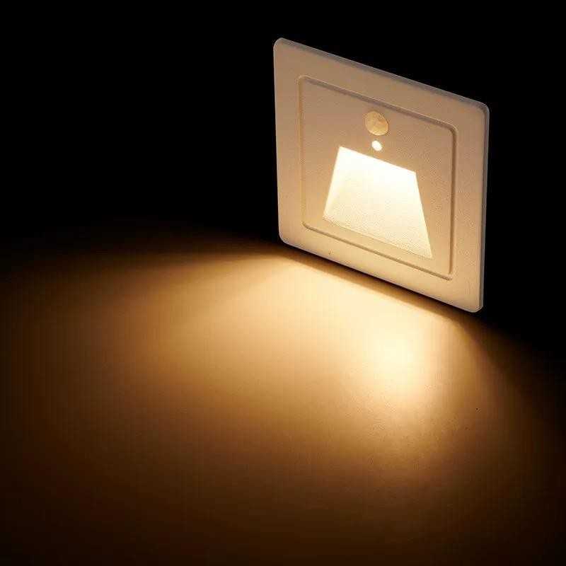 Aplică LED de interior 2W, cu senzor de mișcare, 3 culori, albă