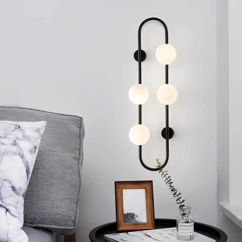 Aplică LED de perete neagră, 4 lumini, 3 temperaturi de culoare, 70 cm