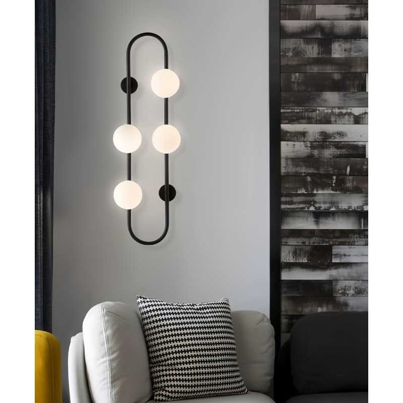 Aplică LED de perete neagră, 4 lumini, 3 temperaturi de culoare, 70 cm