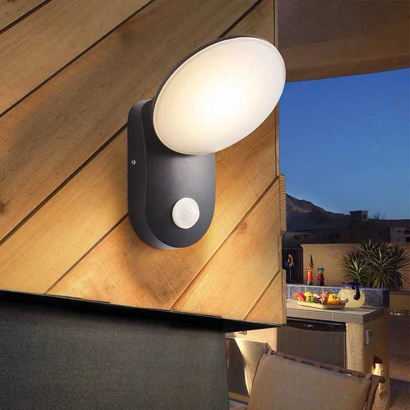 Aplică LED de exterior IP65 cu senzor, 3 culori, alb, 18 cm