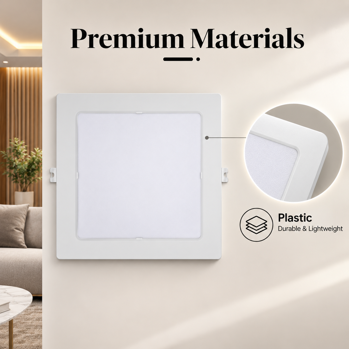 Spot LED încastrat pătrat, 24 W, 2400 lm, 6500 K, alb, 295 x 295 mm