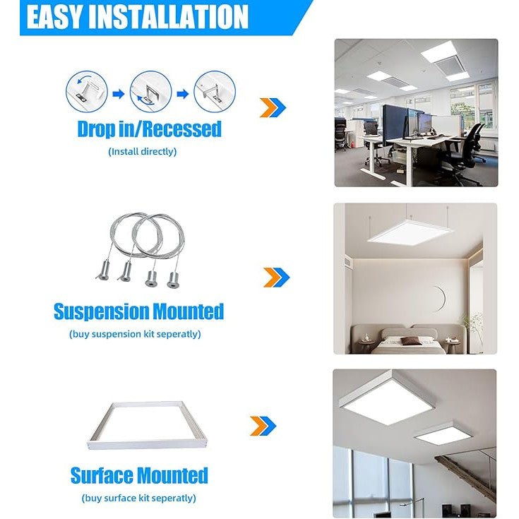 Panou LED 595 x 595 mm, 48 W, 4320 lm, 3 culori, metal alb