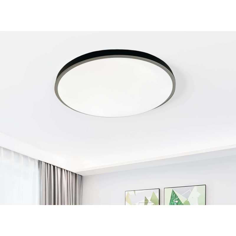 Plafonieră LED rotundă neagră, 18 W, 1800 lm, 3 culori, IP44, 30 cm
