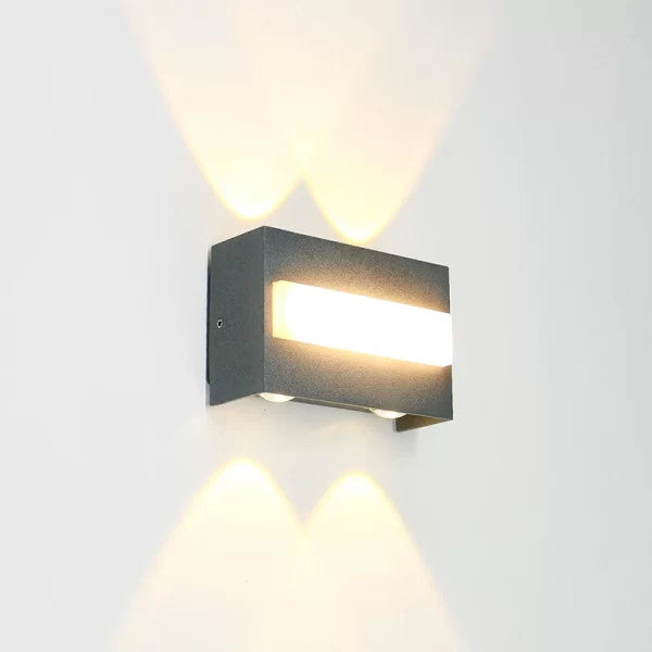 Aplică LED de exterior, neagră, IP65, 8 W, 3 culori, 118 × 47 × 80 mm