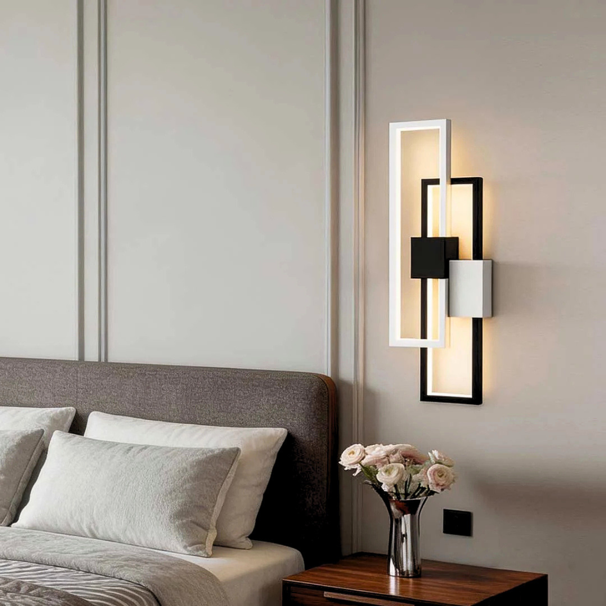 Aplică LED modernă, 30 W, 3 temperaturi de culoare, neagră, 50 cm
