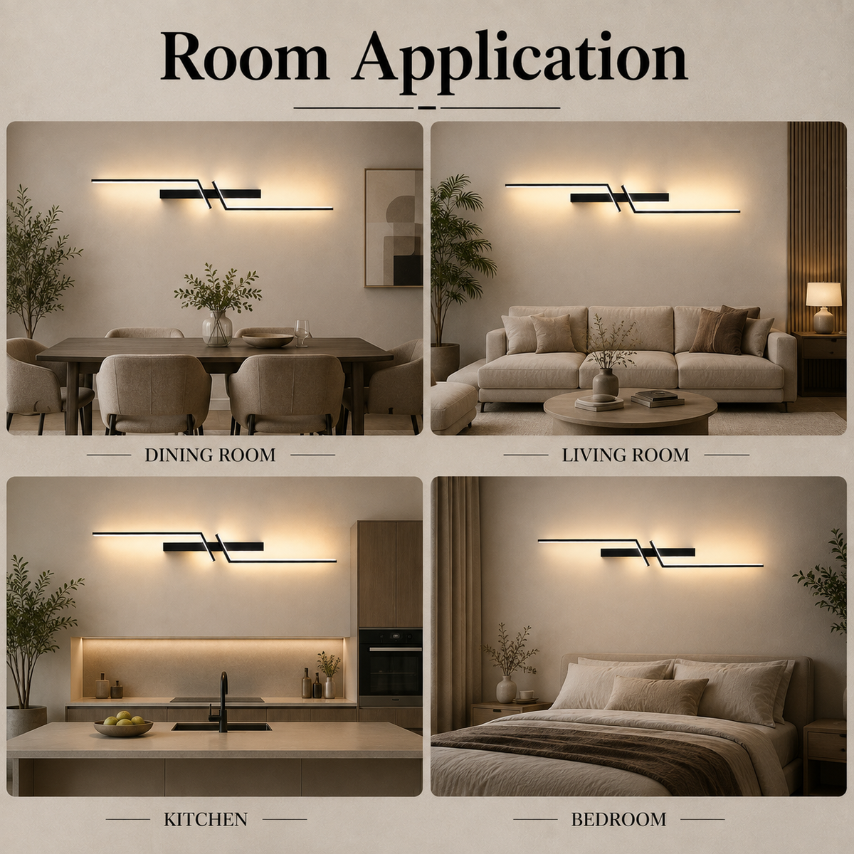 Aplică LED de perete, 100 cm, 27 W, 3 culori, neagră, metal și acril